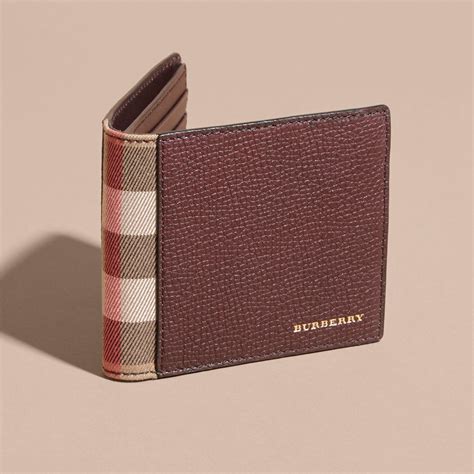 house check and leather wallet burberry|men's wallet Burberry.